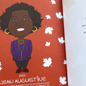 A page from the book Trailblazers, a picture book about Black history written by Tiyahna Ridley-Padmore and Merryl-Royce Ndema-Moussa. This page features Jean Augustine.