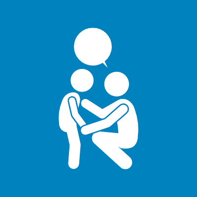 Social and emotional icon logo of 2 people talking.